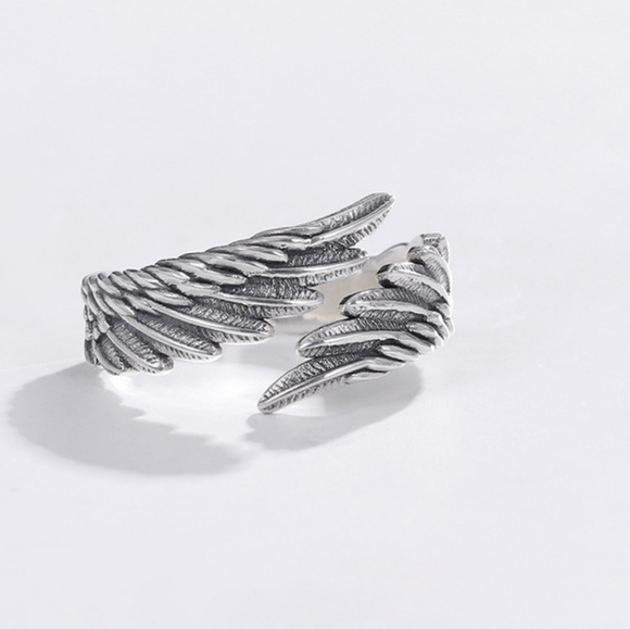 NEW Carved Angel Wing Wrap Ring | 925 Sterling Silver - Picture 4 of 10
